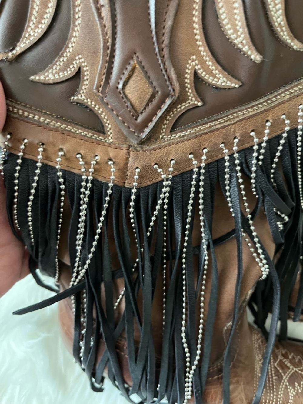 Corral Brown and Tan Leather Western Lace-Up Boots - Picture 9 of 10